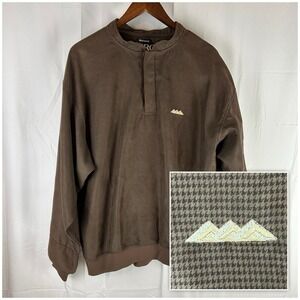 Zero Restriction‎ Jacket Mens Large Brown Houndstooth Microsuede 1/4 Snap Golf